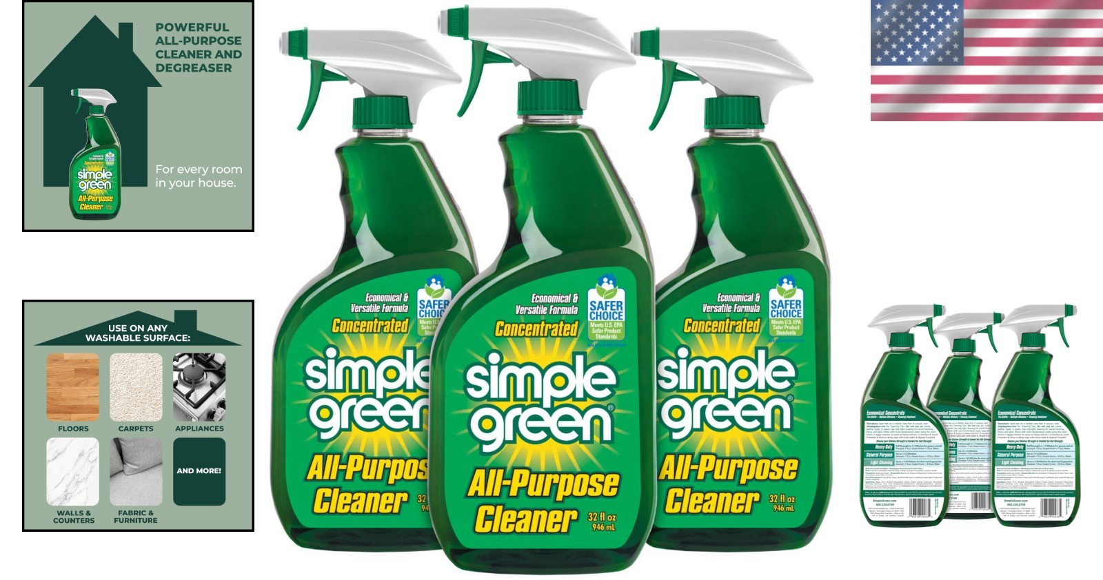 Simple Green All-Purpose Cleaner, 32 Fl Oz (Pack of 3) – Concentrated Spray