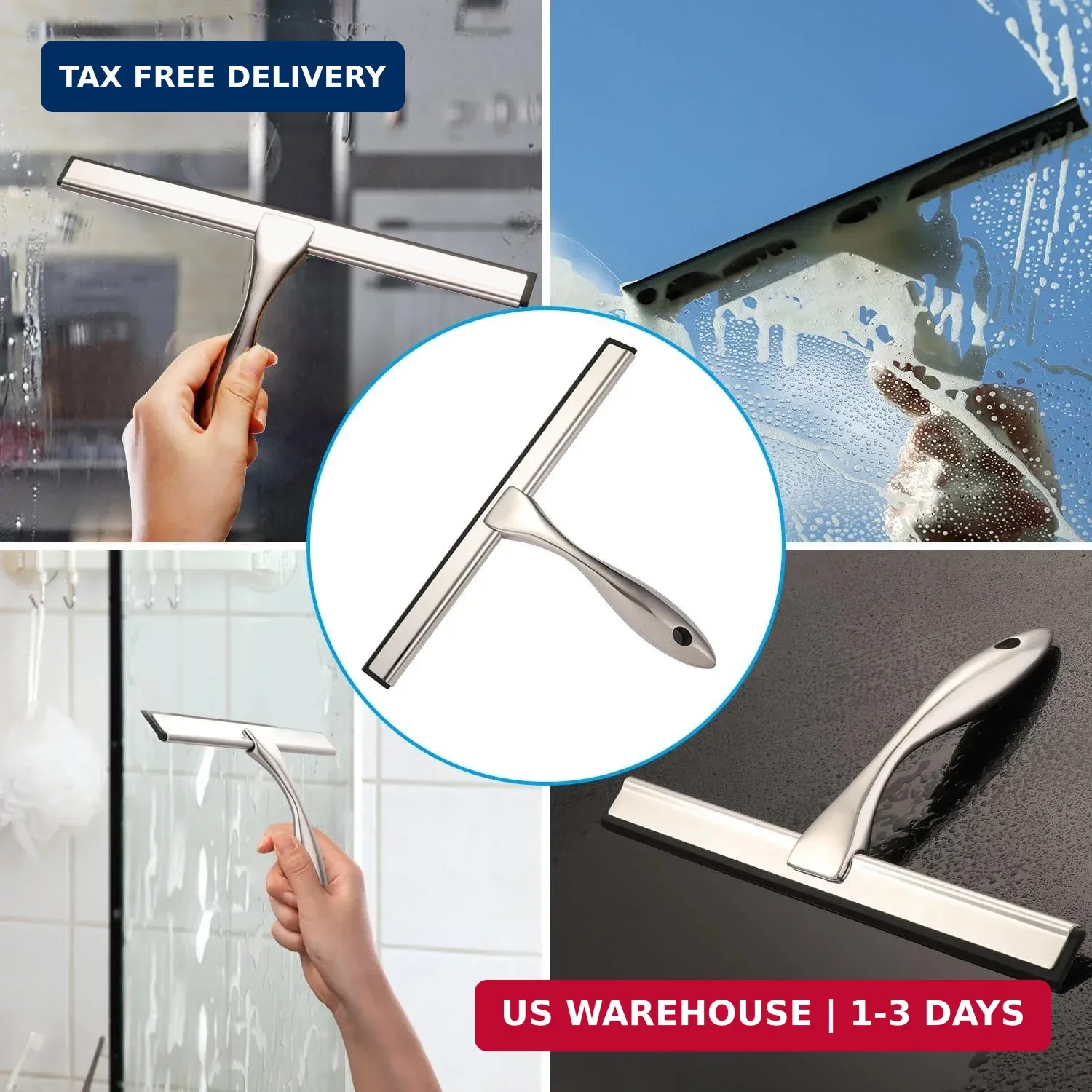 Hiware All-Purpose Shower Squeegee for Shower Doors, Bathroom, Window and Car Gl