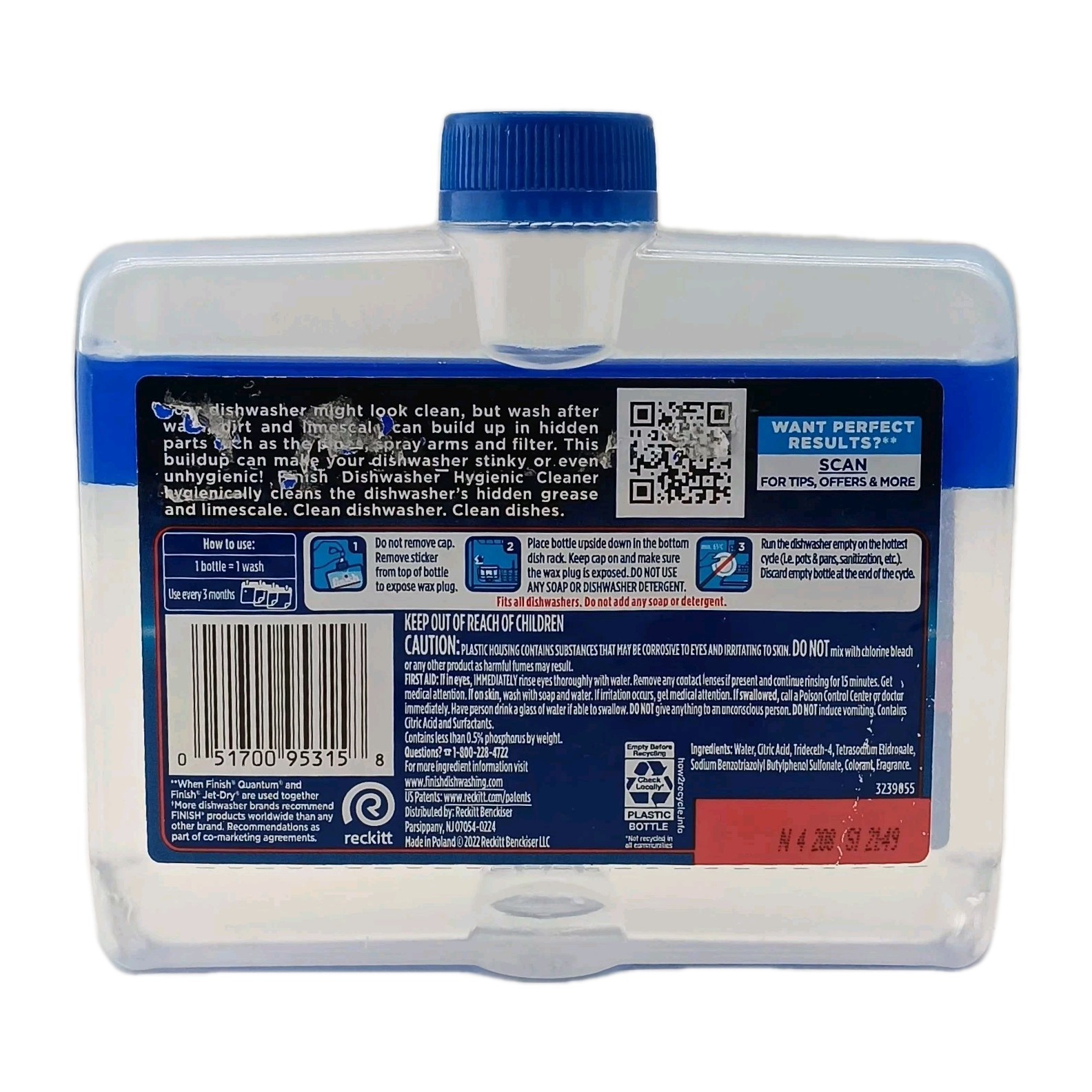 Finish Dishwasher Hygienic Cleaner for Grease Limescale Odors 8.45 Ounces