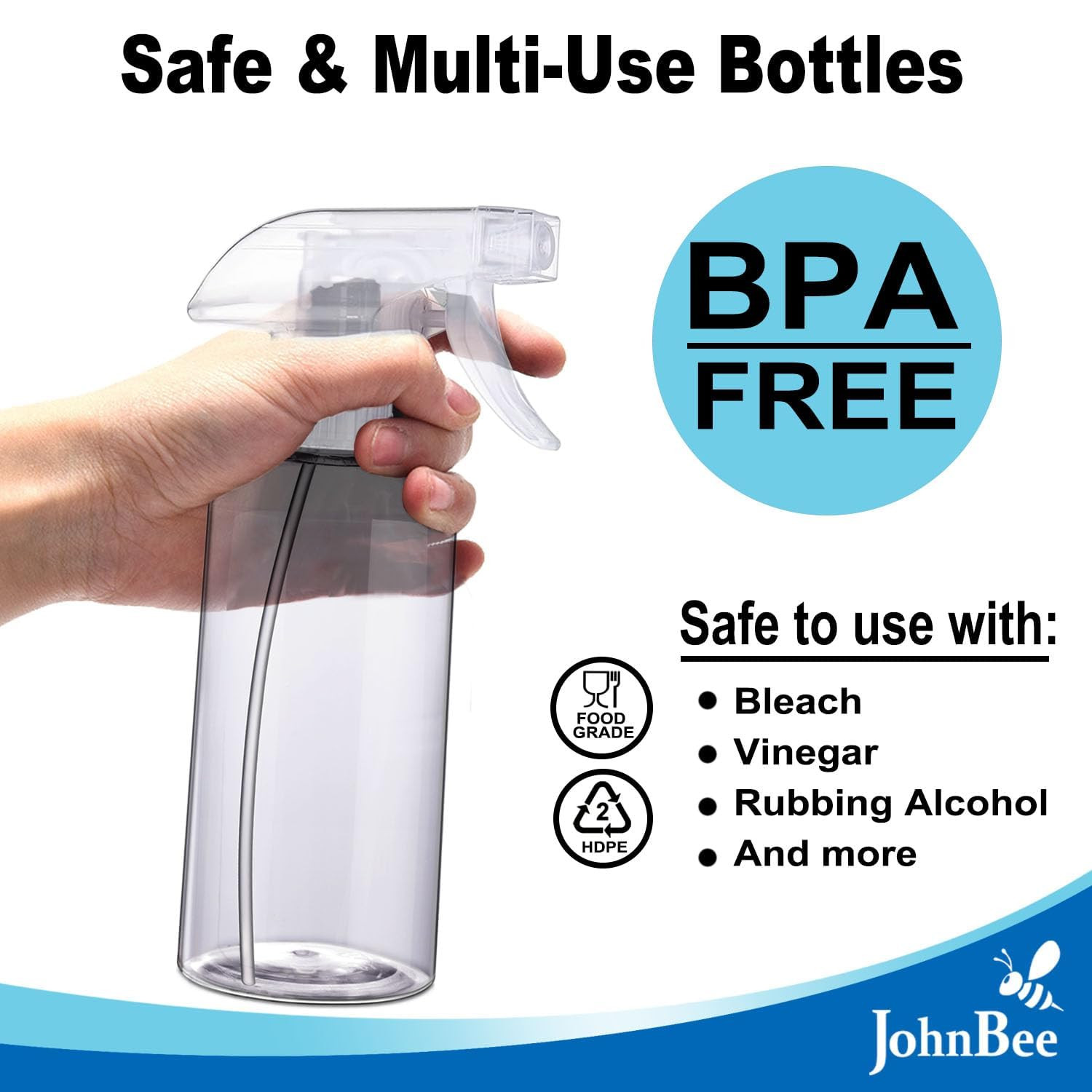 Spray Bottles – 16.9oz/2Pack – Premium Adjustable Spray Bottles for Cleaning – N