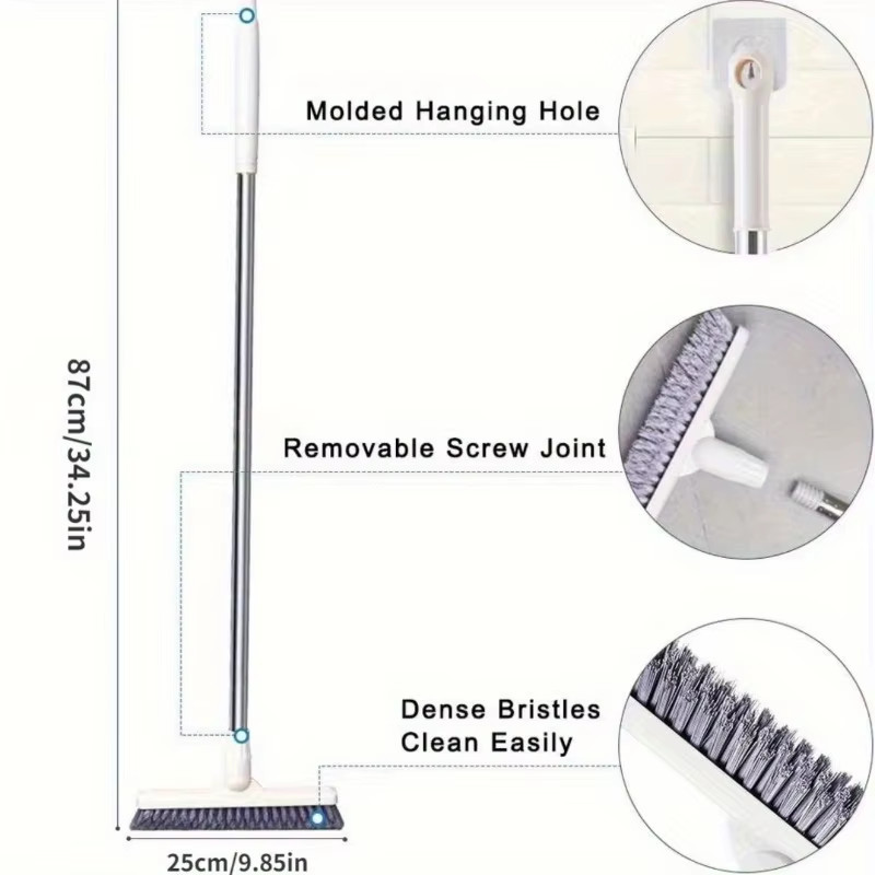 1Pc Bathroom Floor Brush for Hotel, Hard Bristle Scrub Brush, Long Handle Bathro