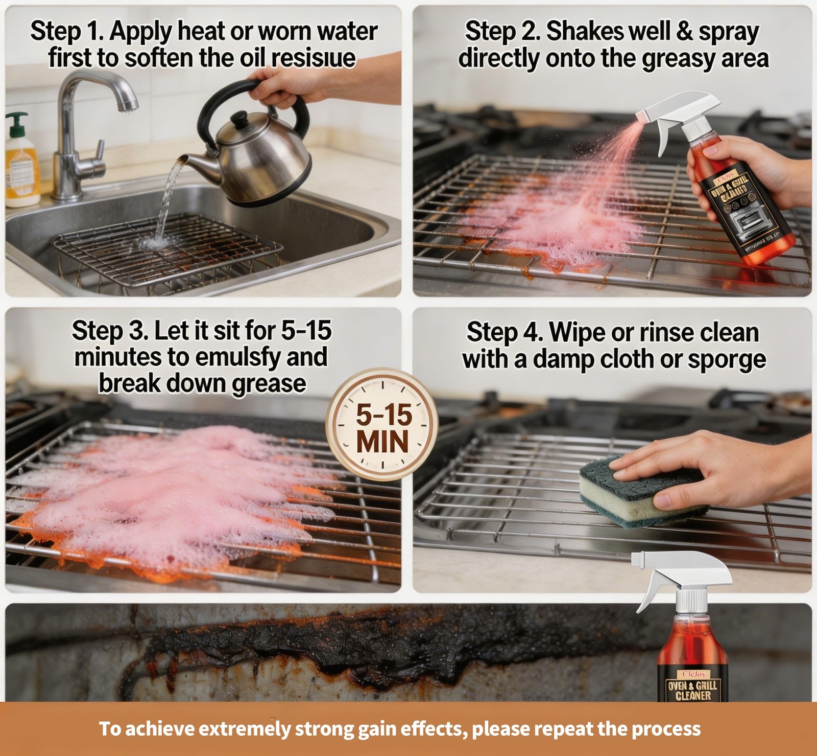 2-Pack Oven Cleaner Heavy Duty – Foam Spray for Kitchen Grease, Stovetop, Gri…