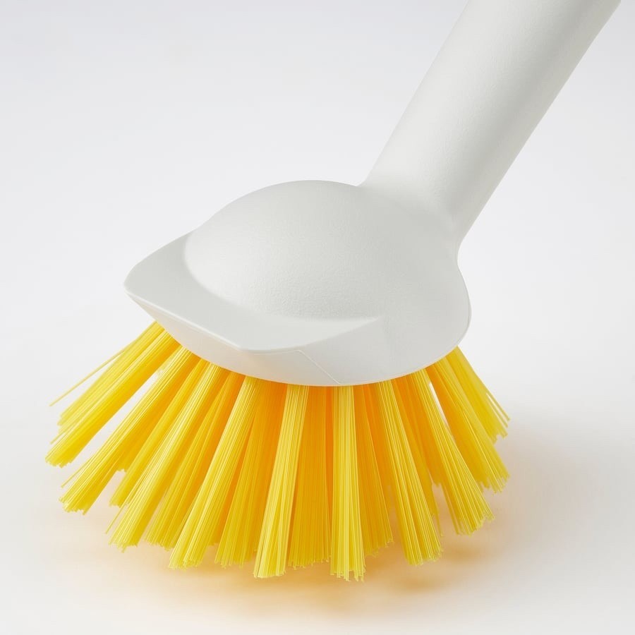 3-Pack White Long Handle Dish Brush w/ Scraper & Suction Base – Kitchen Brush