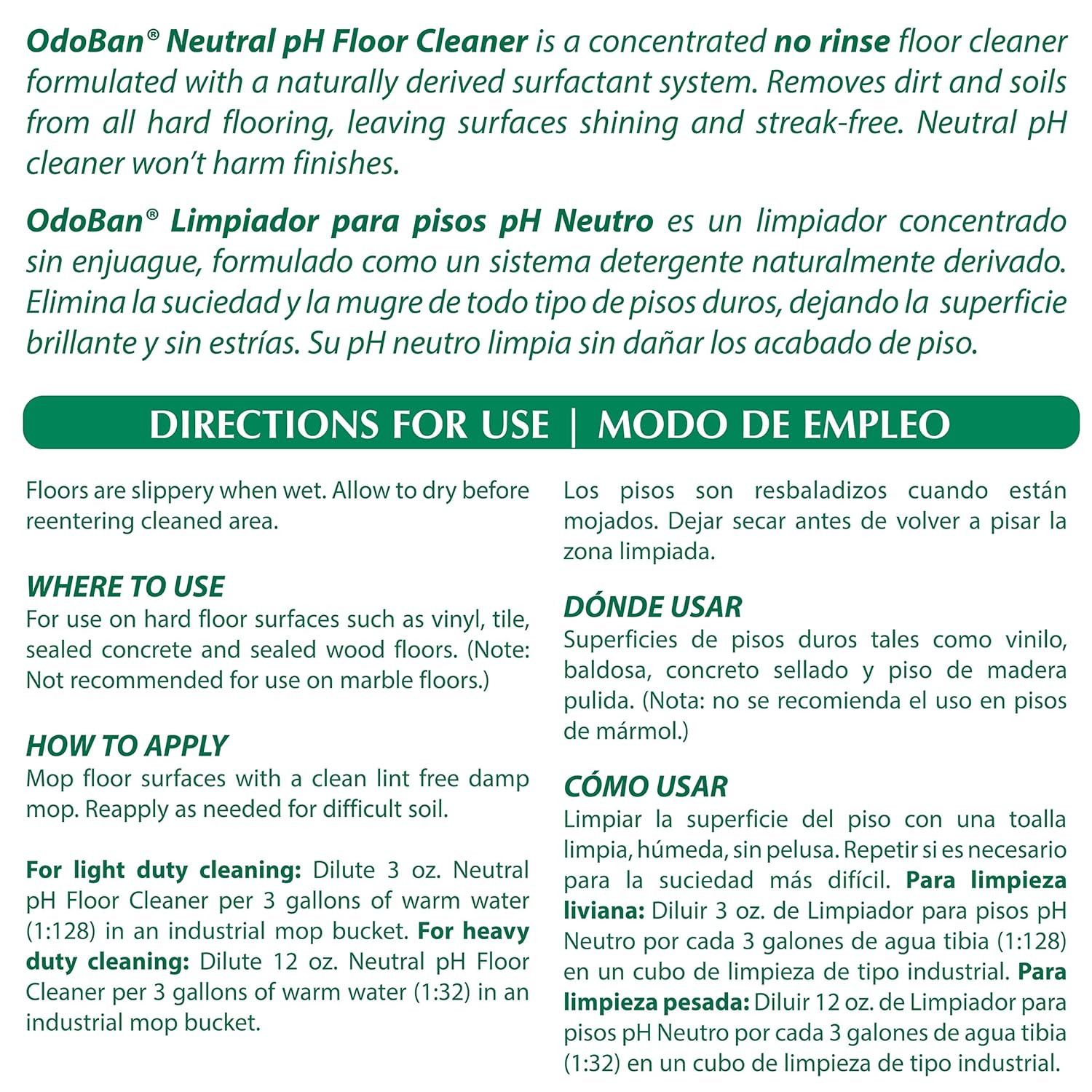 Professional Cleaning Neutral Ph Floor Cleaner and Biostain and Odor Remover, Ma