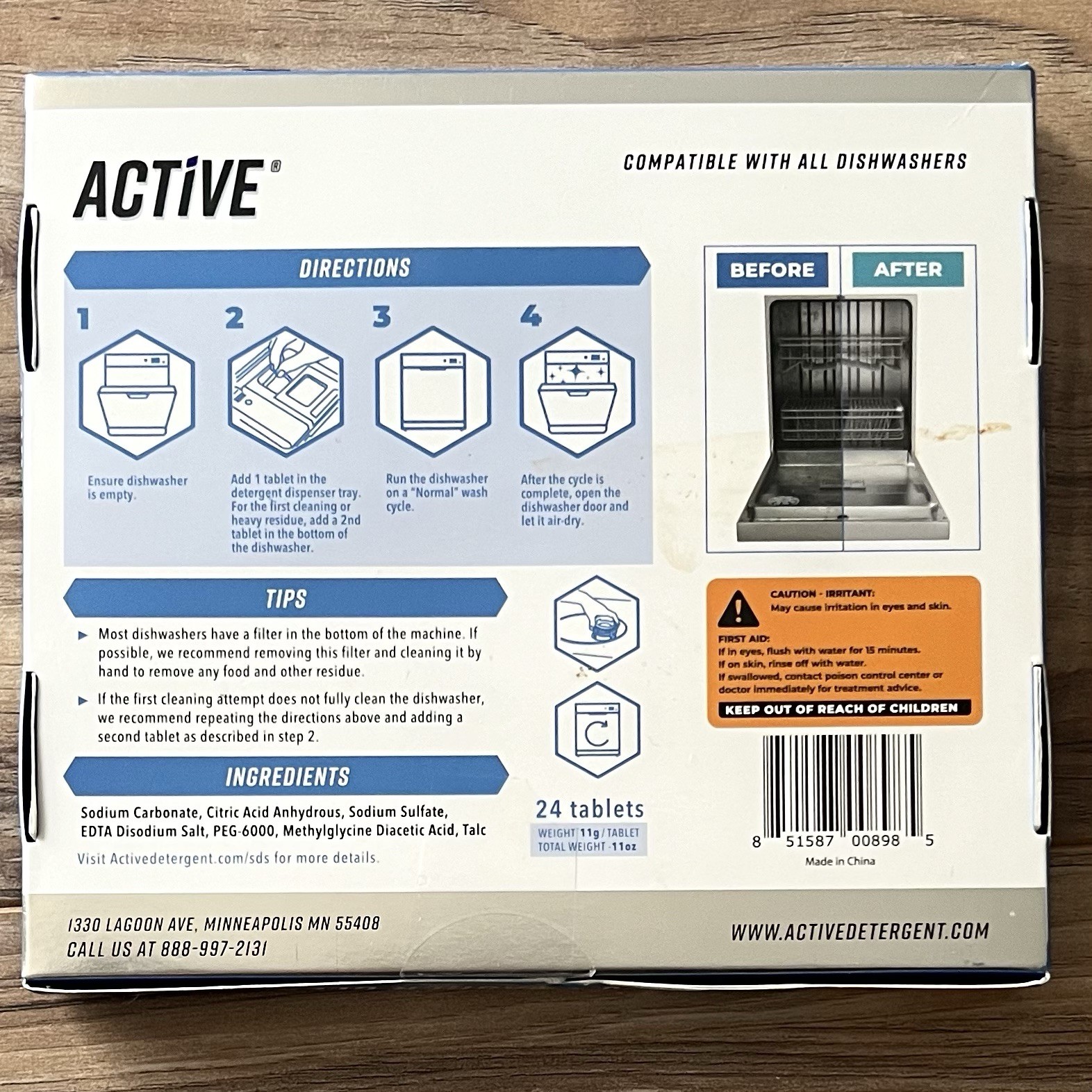 ACTIVE Dishwasher Cleaner & Deodorizer Tablets 24 Pack Deep Cleaning Pods NEW