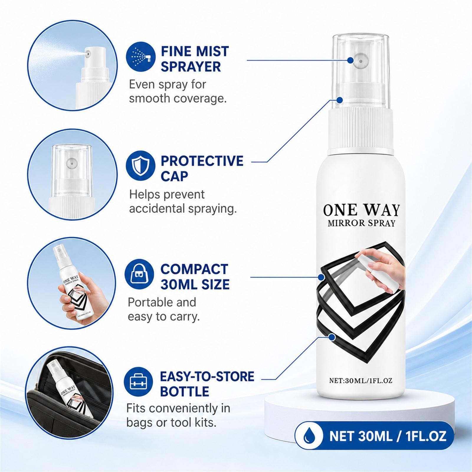 Reflective Window Spray 30ml Heat Insulation Quick Drying Portable