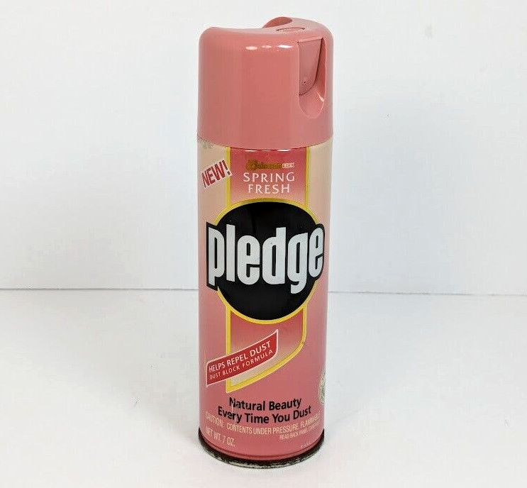 Pledge Spring Fresh 7oz Pink 1991 Spray Can Johnson Wax Dust Used Movie TV Prop