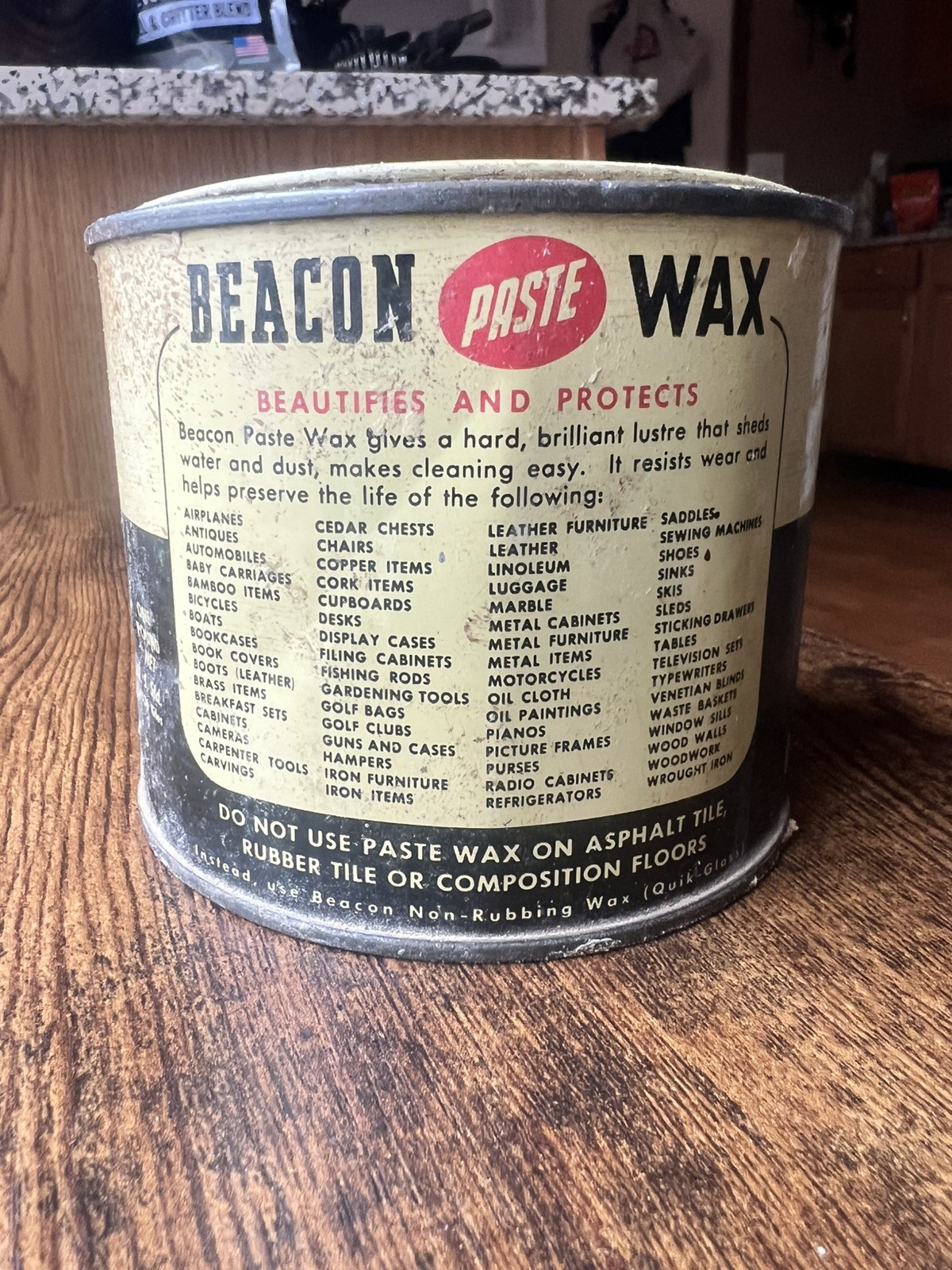 VTG BEACON Paste Wax 16 oz Tin Boston, Mass. USA