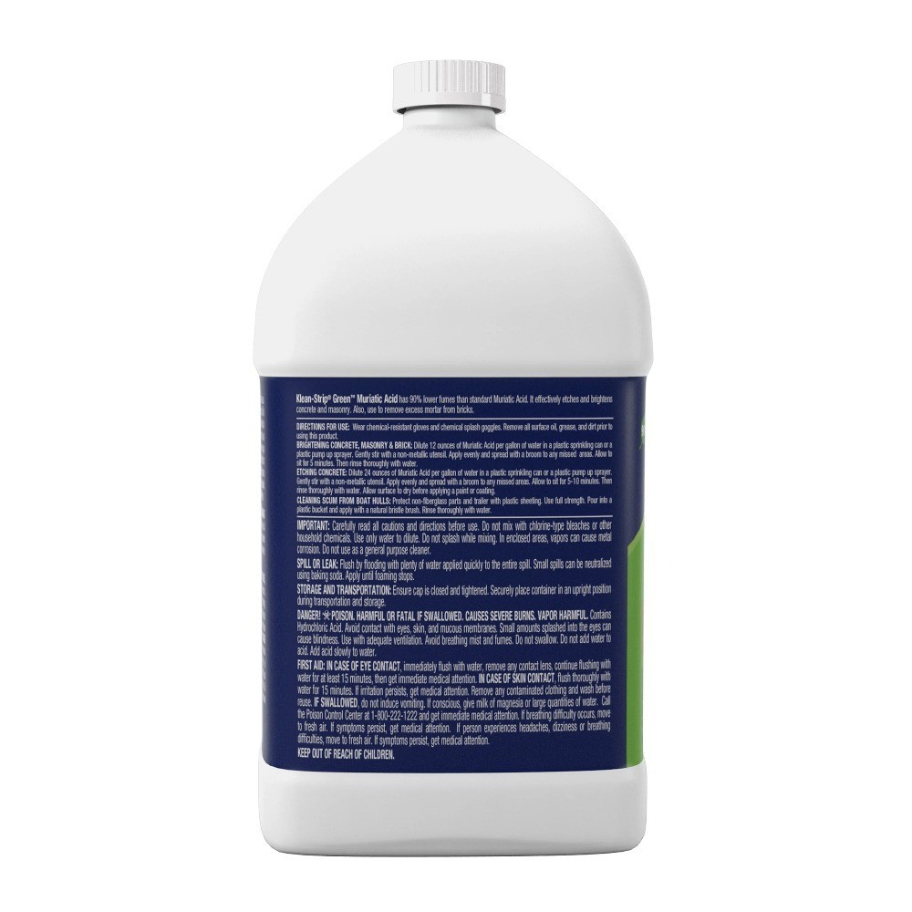 Green Muriatic Acid for Cleaning and pH Control, 1 Gallon Concentrated Liquid