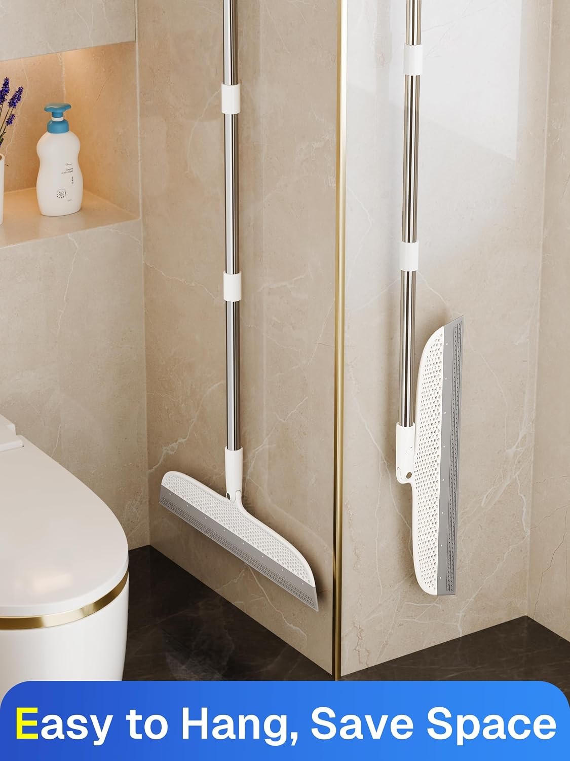 Silicone Floor Squeegee, 180° Rotating Air Broom, Squeegee for Floor with a Long