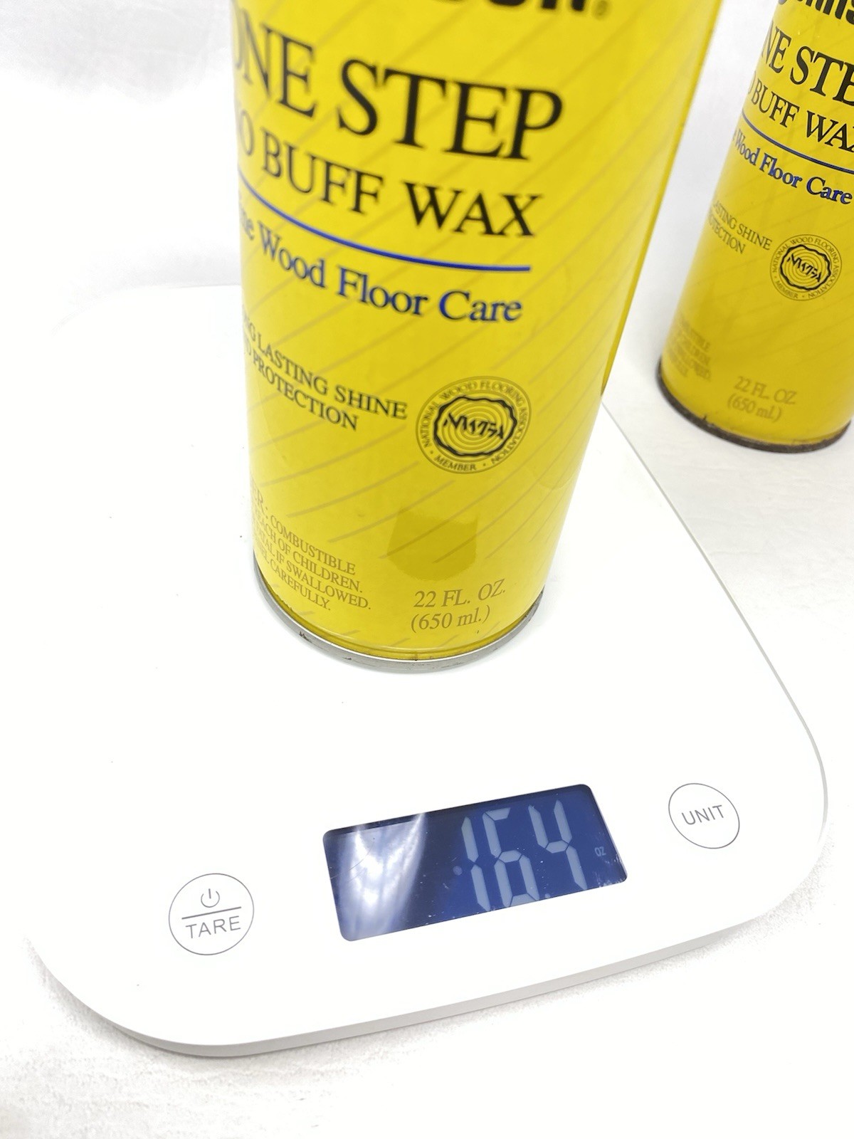 SC Johnson One Step No Buff Wax 2 Partial Cans Fine Wood Floor Care 16 & 18 Oz