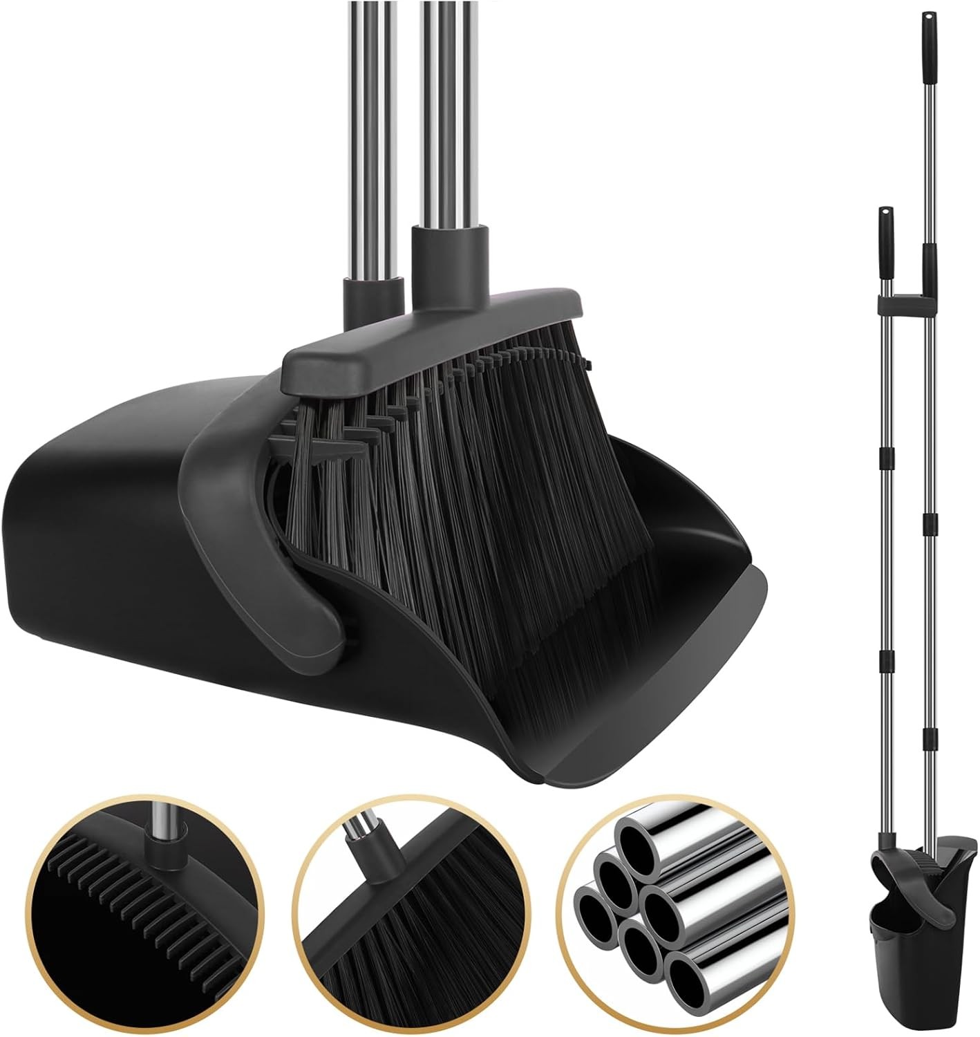 Broom and Dustpan Set, Upright ple Broom with Dustpan bo Set Long