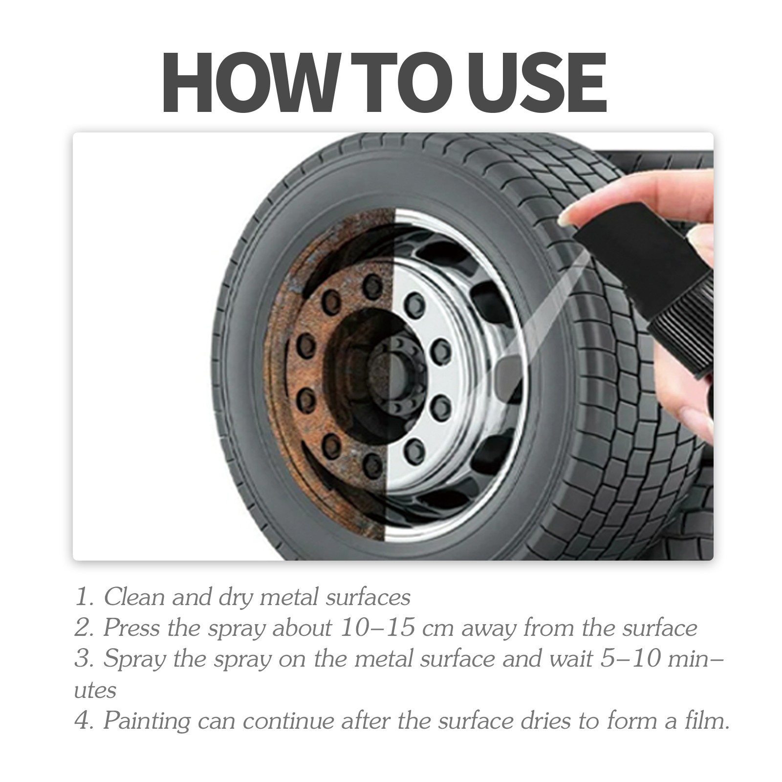 Rust Converter Spray Automotive Rust Reformer Inhibitor Wheel Metal Parts