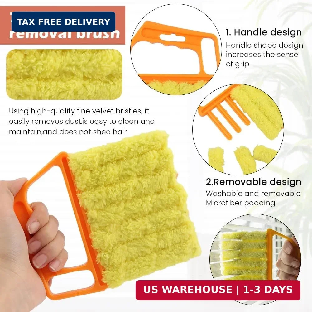 5Pcs Window Blind Cleaning Set, Washable 7 Fingers Duster Brush Dusting Cleaner