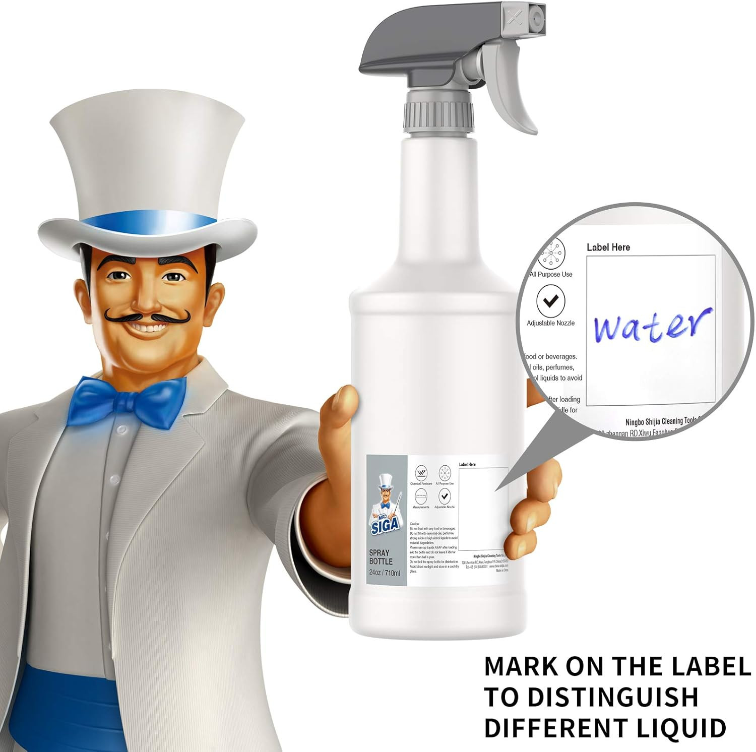 24 Oz Empty Plastic Spray Bottles for Cleaning Solutions, Heavy Duty Household R