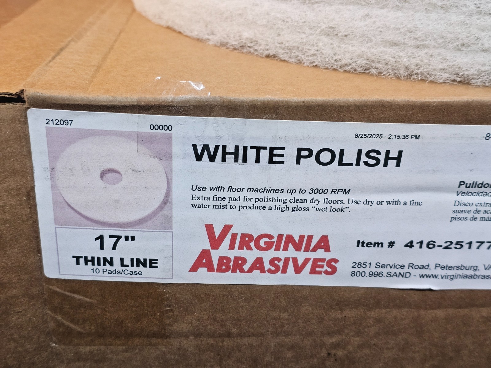 (QTY 10) Virginia Abrasives 416-25177 Thin Nylon Cooler Pad, 1/4″ x 17″, White