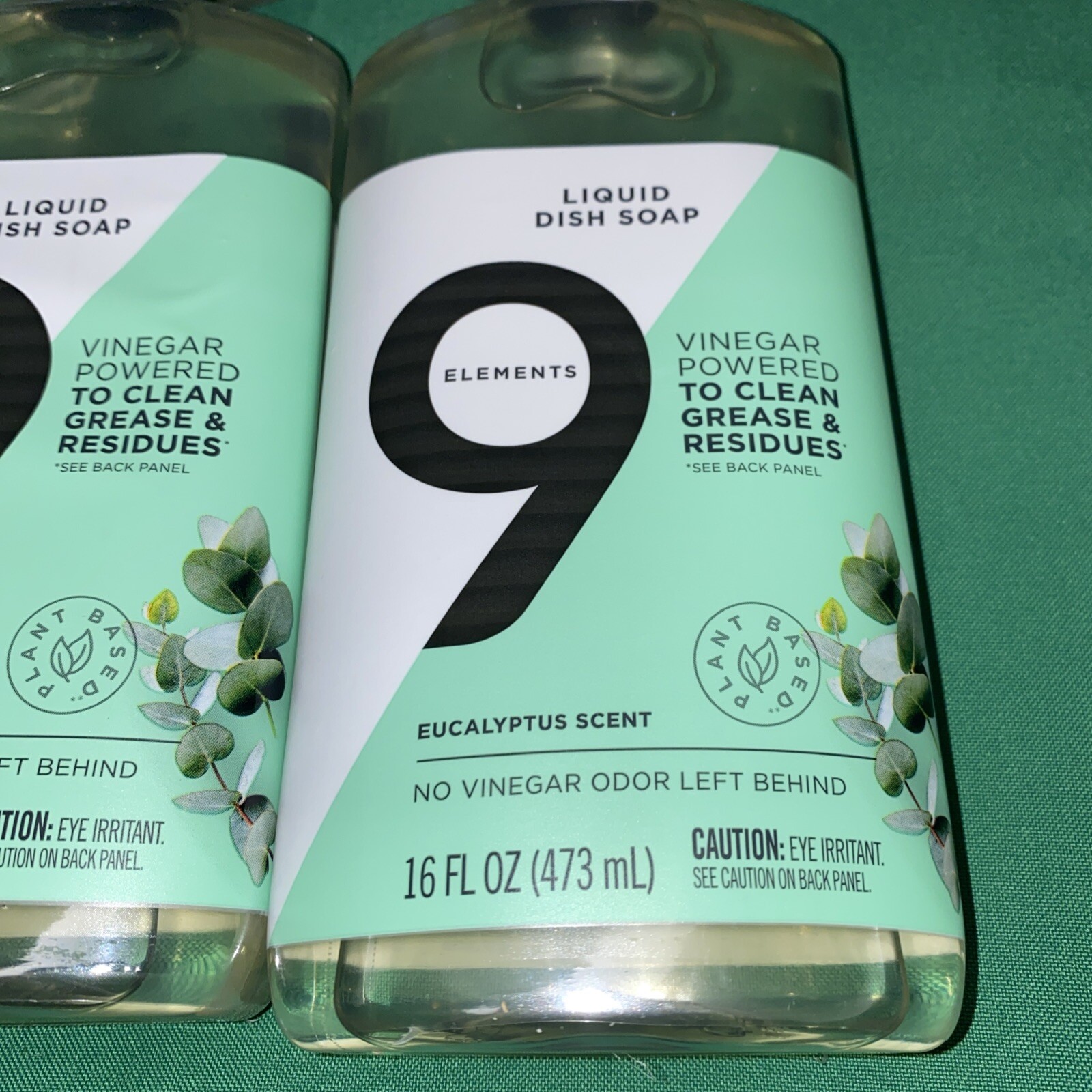 6 Bottles 9 Elements Liquid Dish Soap Vinegar Powered, Eucalyptus Scent 16 fl oz