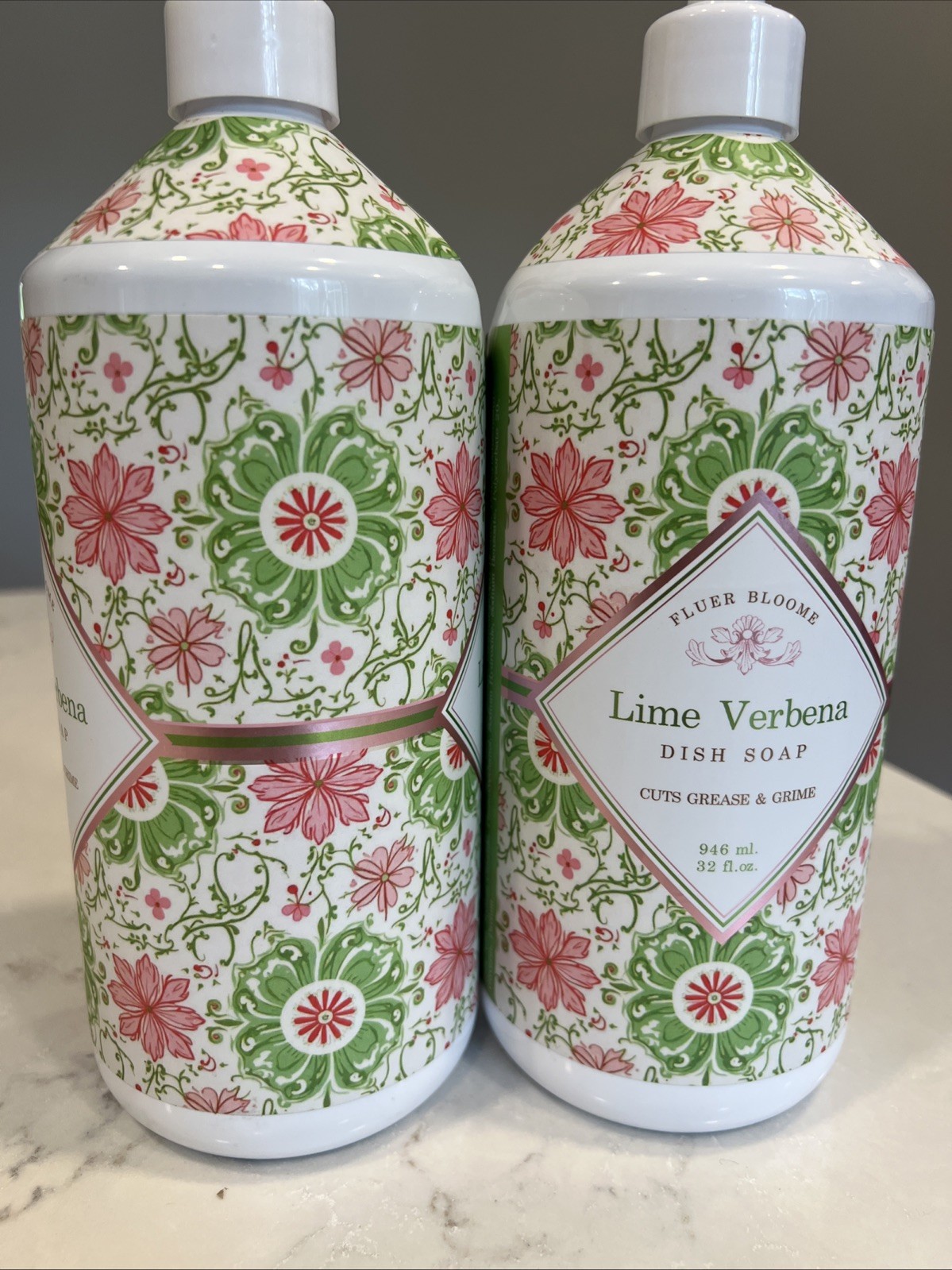 2-Pack Home and Body Co ~ Lemon Verbena Dish Soap 32 floz each Fluer Bloome New