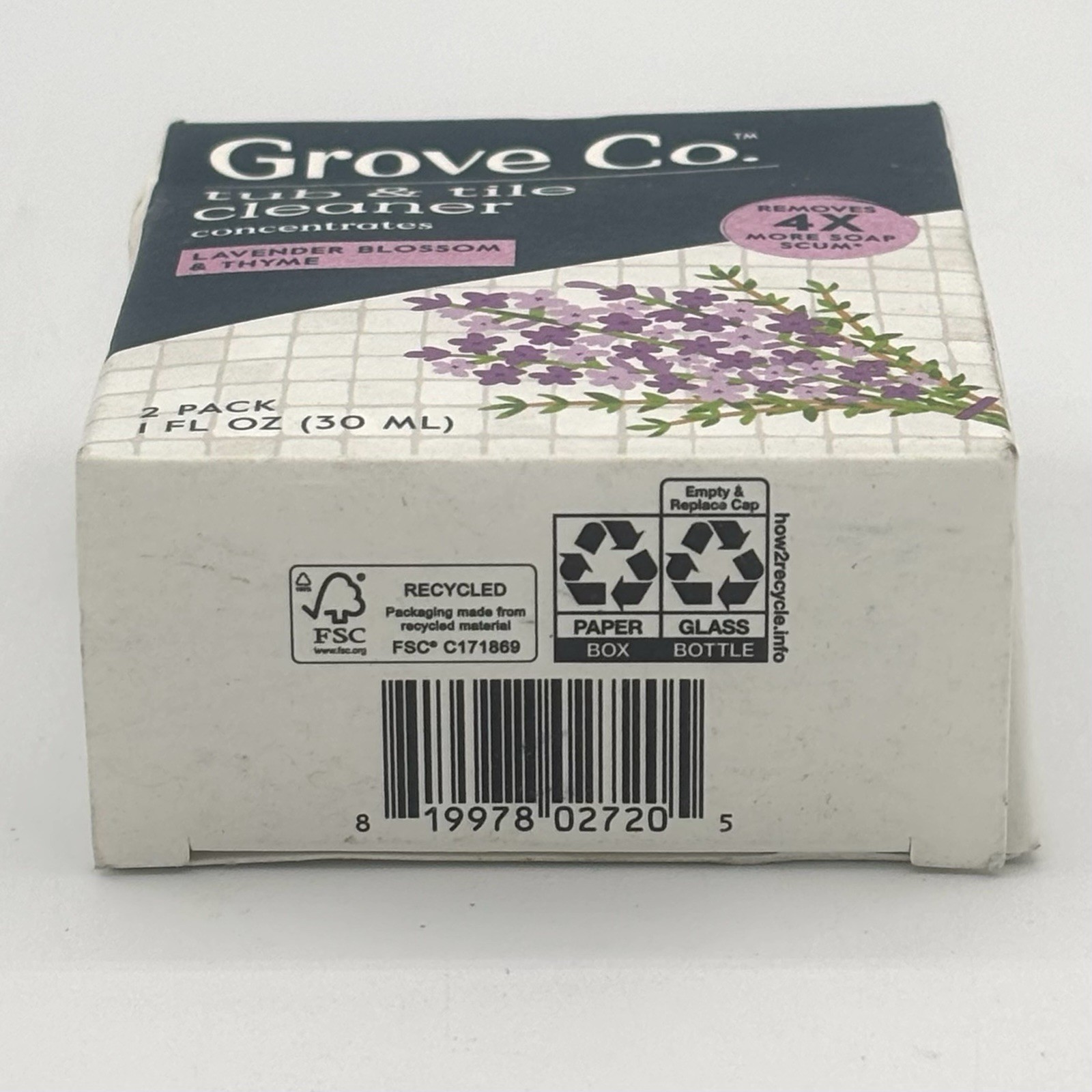 Grove Co. Tub & Tile Cleaning Concentrate – Lavender Blossom & Thyme- 2pk/2fl oz