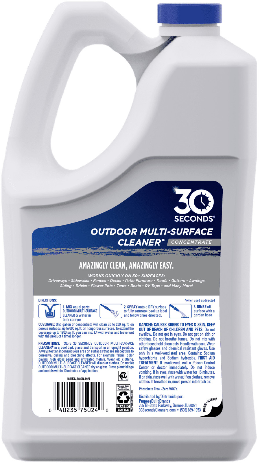 (2 pack)Outdoor Multi-Surface Cleaner Concentrate-Cleans Stains Mold & Algae, 1G