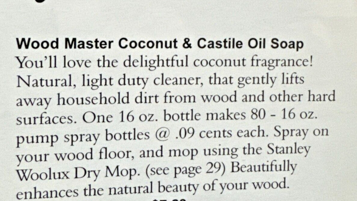 Stanley Home Products – Wood Master Coconut & Castile Oil Soap -NOS