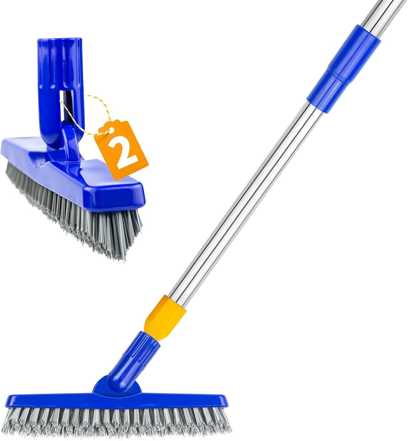 2 Pack Grout Brush With Long Handle 56.5” Swivel Grout Cleaning Brushvshape Gro