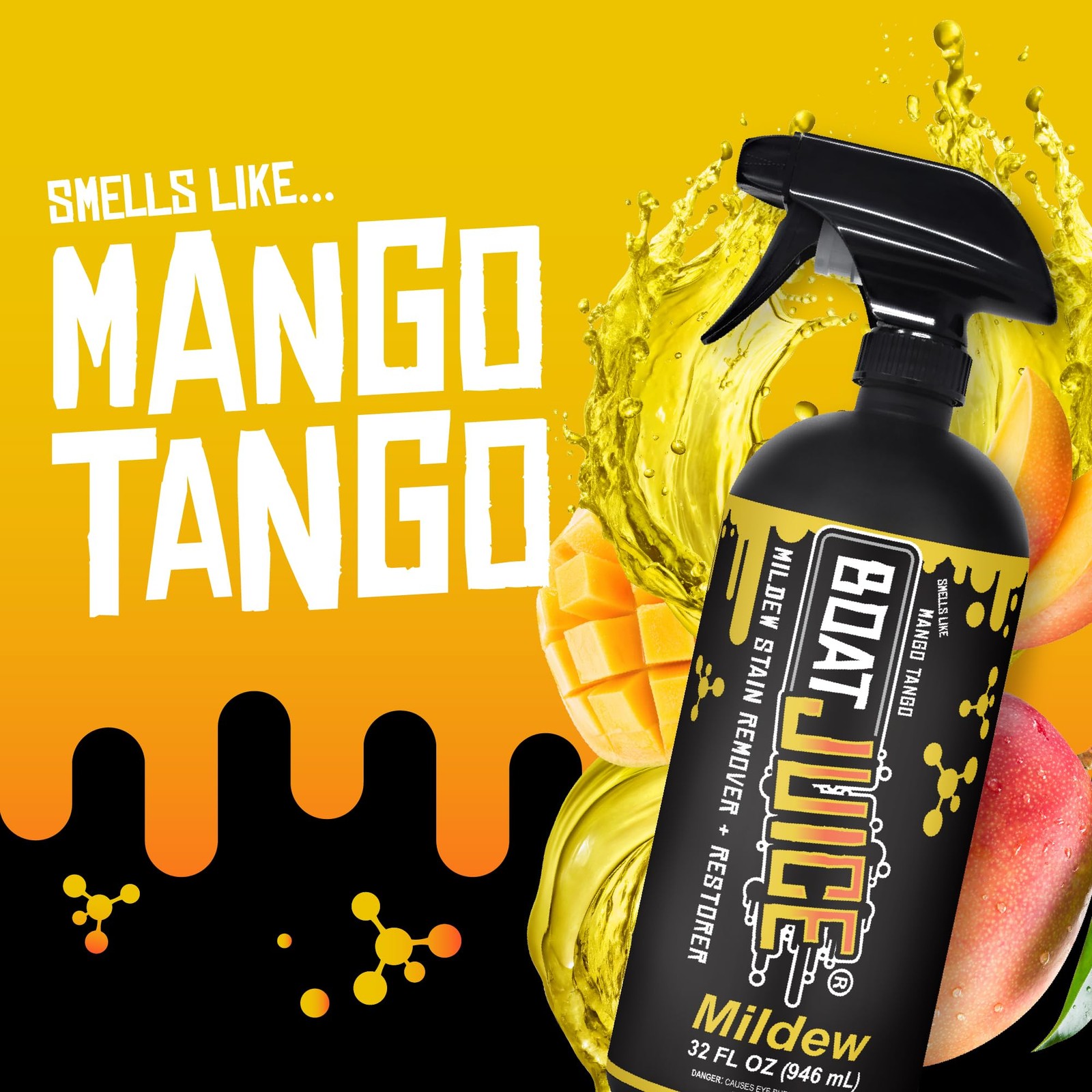 32 oz Boat Mildew Stain Remover Marine Mold Cleaner Vinyl Upholstery Mango Tango
