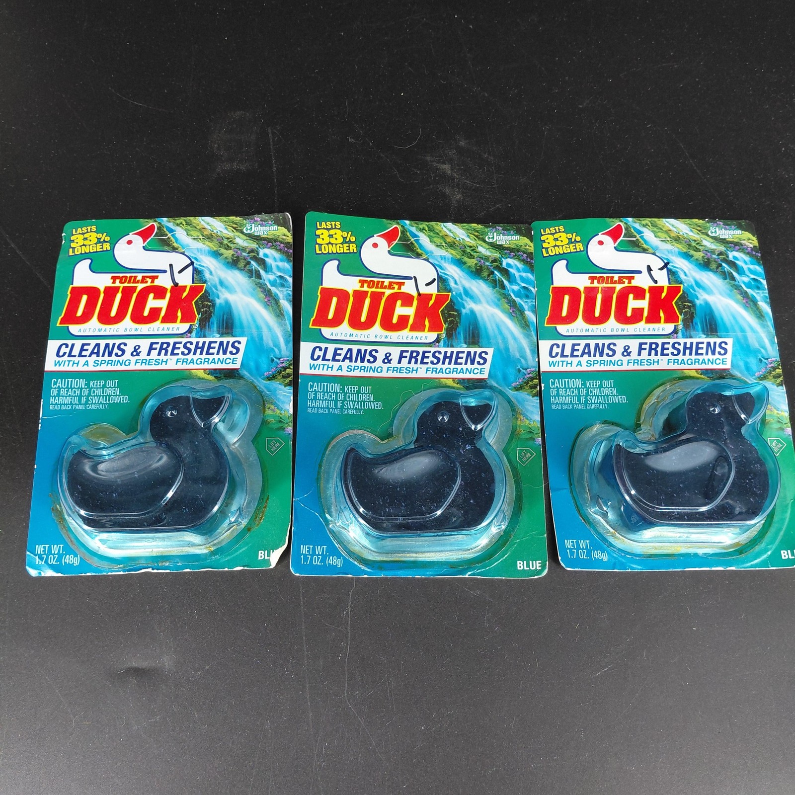 Vintage Toilet Duck Automatic Bowl Cleaner Set 3 Blue 1.7oz Spring Fresh Scent