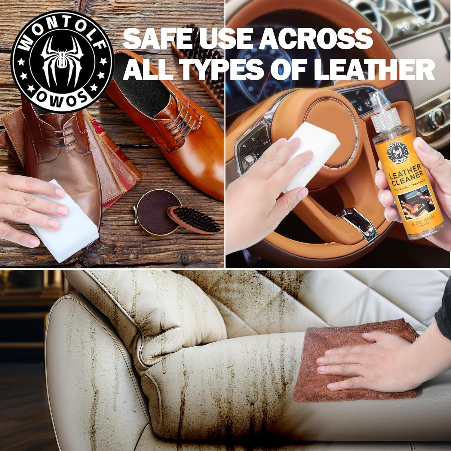 Leather Cleaner and Conditioner Non-Toxic Gentle Total Interior Cleaner Car Wash