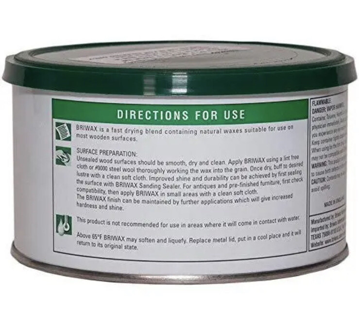 BRIWAX Clear Furniture Wax Polish 16oz Woodworking Refinishing
