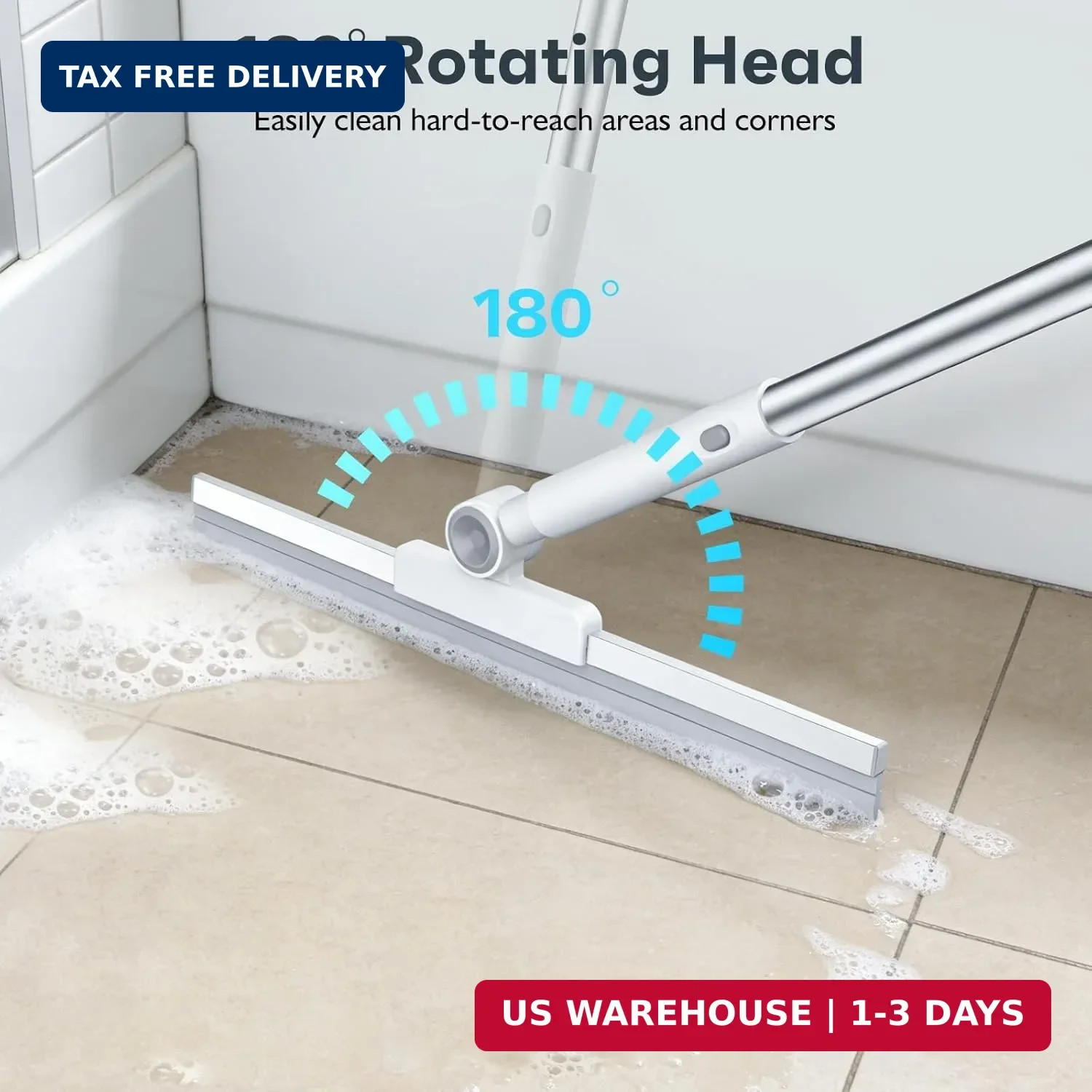 nacena Floor Squeegee, 52-in Adjustable Long Handle Squeegee for Floor Water Rem