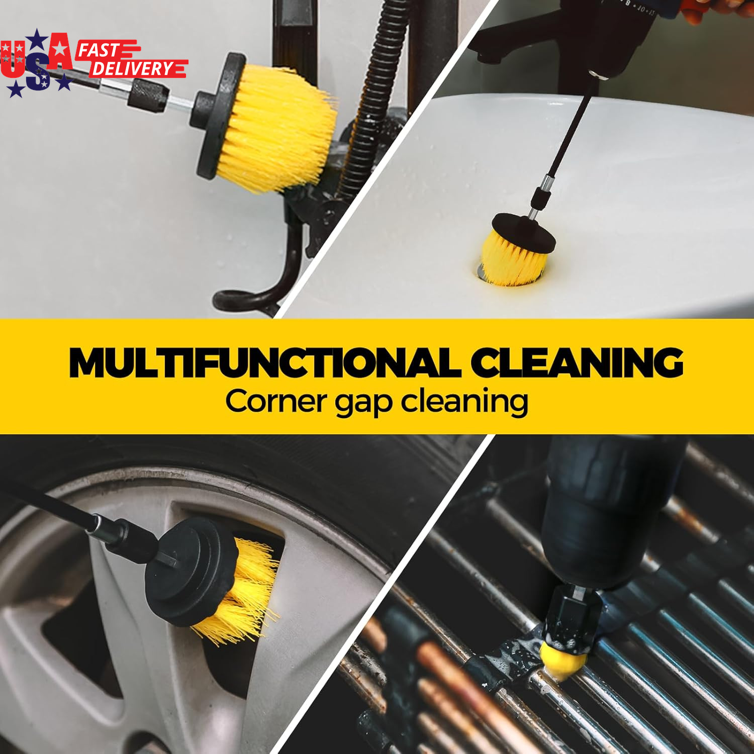 6Pack Drill Brush Power Scrubber Cleaning Brush Extended Long Attachment Set All