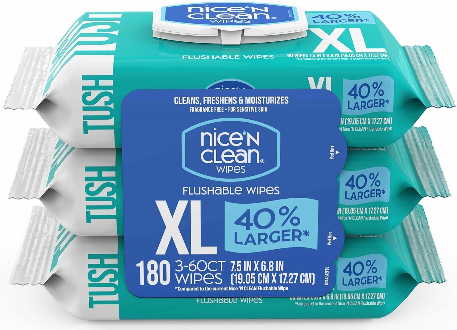 180 Count XL Flushable Wipes – Fragrance-Free & Plant-Based for Sensitive Skin