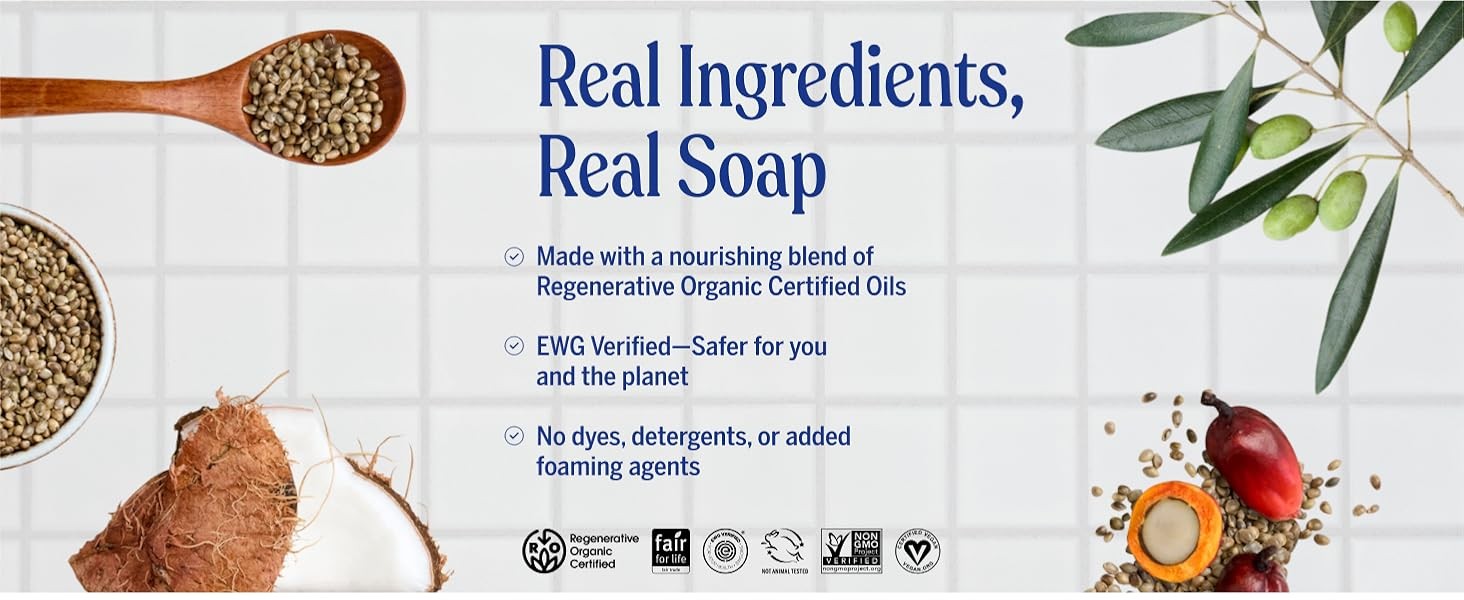Pure-Castile Magic Bar Soap – Made with Regenerative Organic Certified Oils –