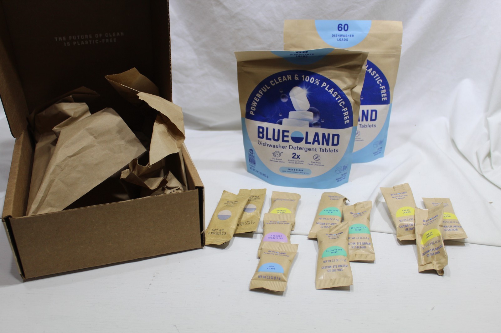 Lot with 2 Blueland Dishwasher Tablets Refill Free & Clear 60ct each, 10 Asst ..