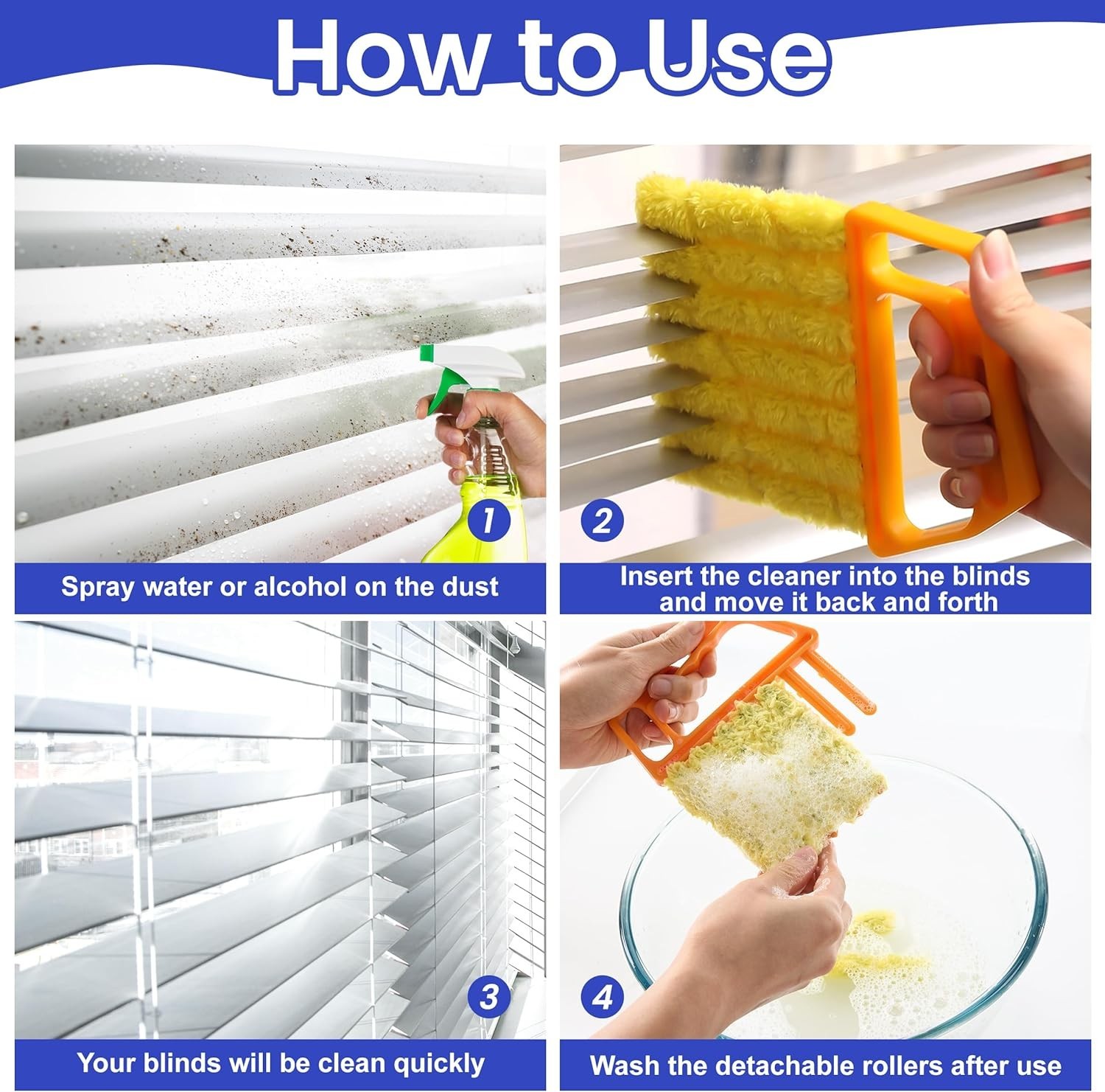 Blind Cleaner Duster Tool – 4 Pcs 7 Fingers Anti-Shedding Window Blind Cleane…