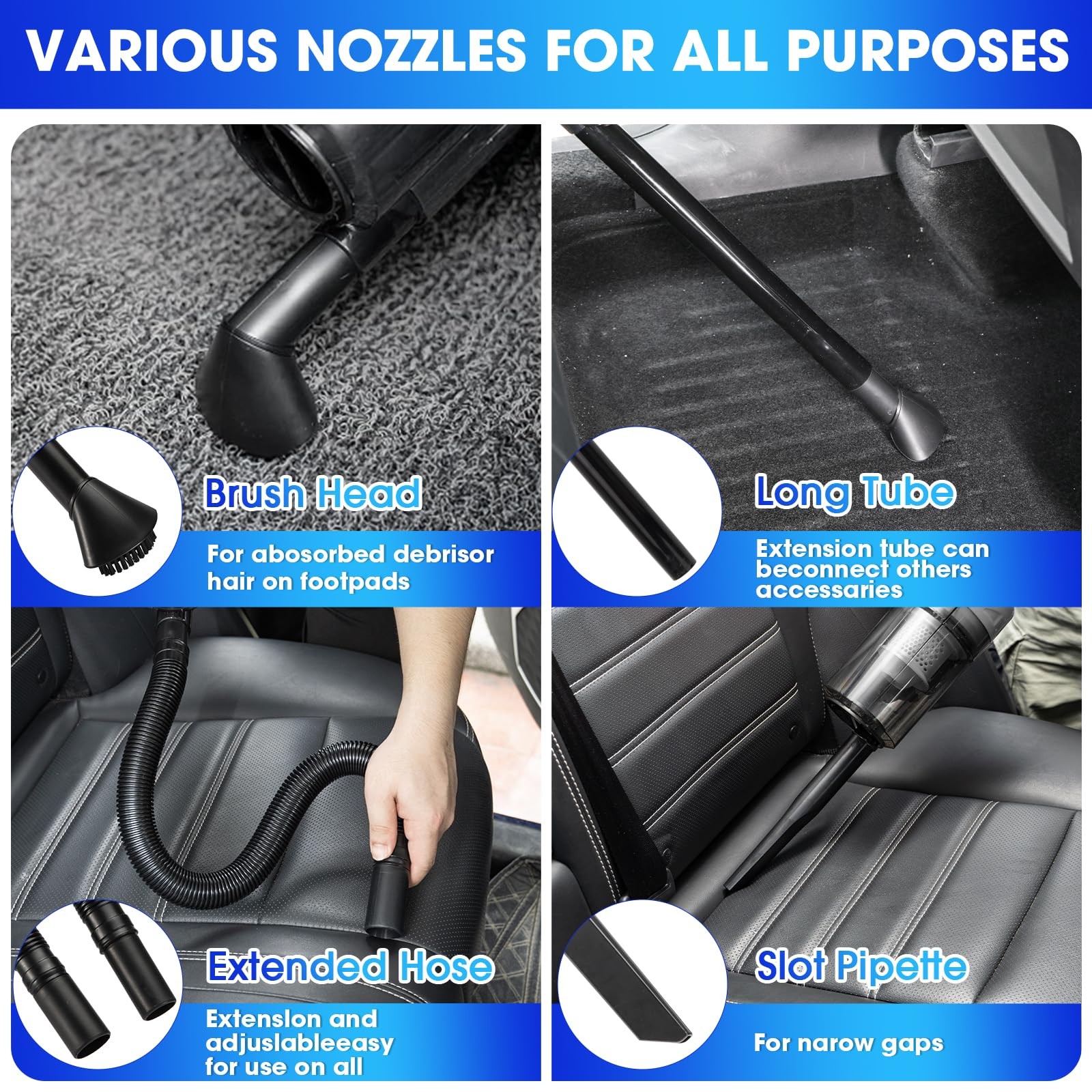17PCS Car Cleaning Kit with Handheld Vacuum, Brushes, Gel & Accessories