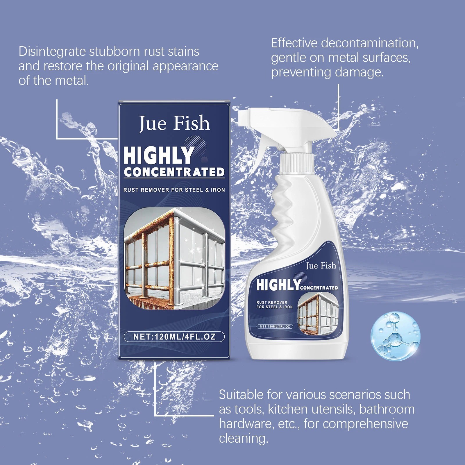 Industrial ﻿Highly Concentrated Rust Remover 120ml For Steel & Iron