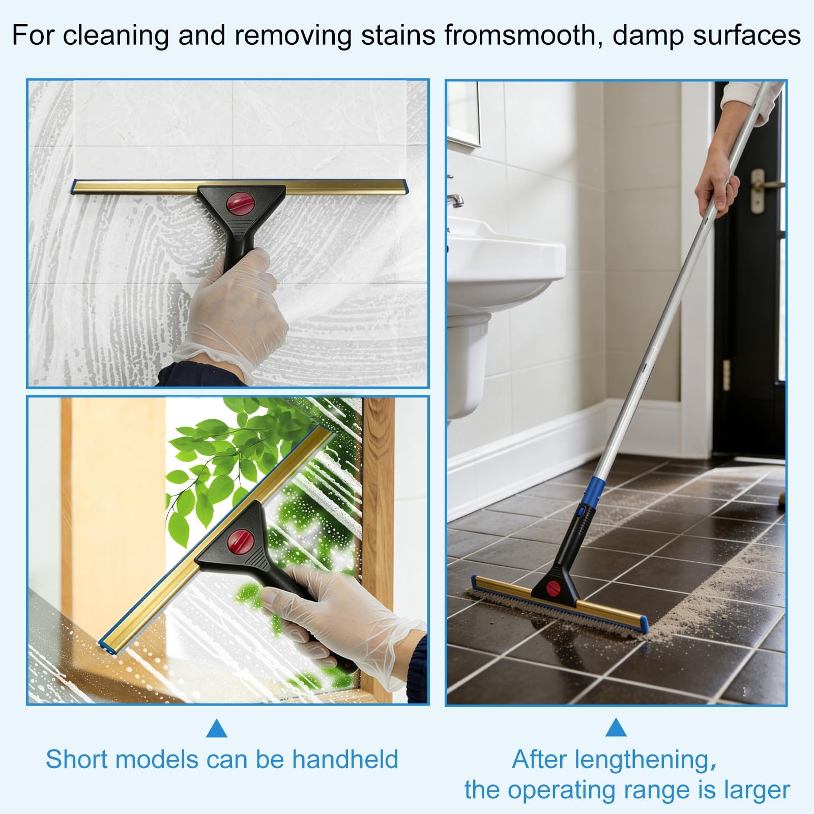 2 in 1 Window Squeegee & Squeegee Broom, 13.78″ Heavy Duty Floor Squeegee Mop…