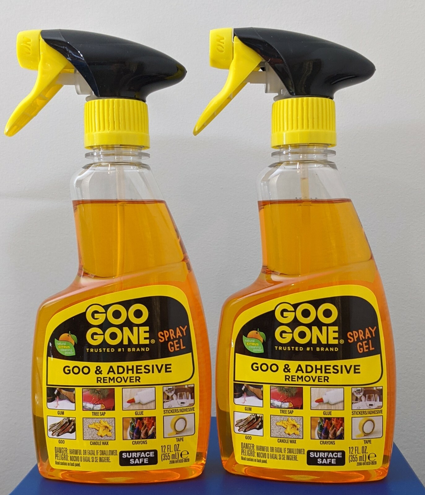 Goo Gone Liquid Gel Spray Adhesive Remover Pack Of 2 bottles 12 fl oz each
