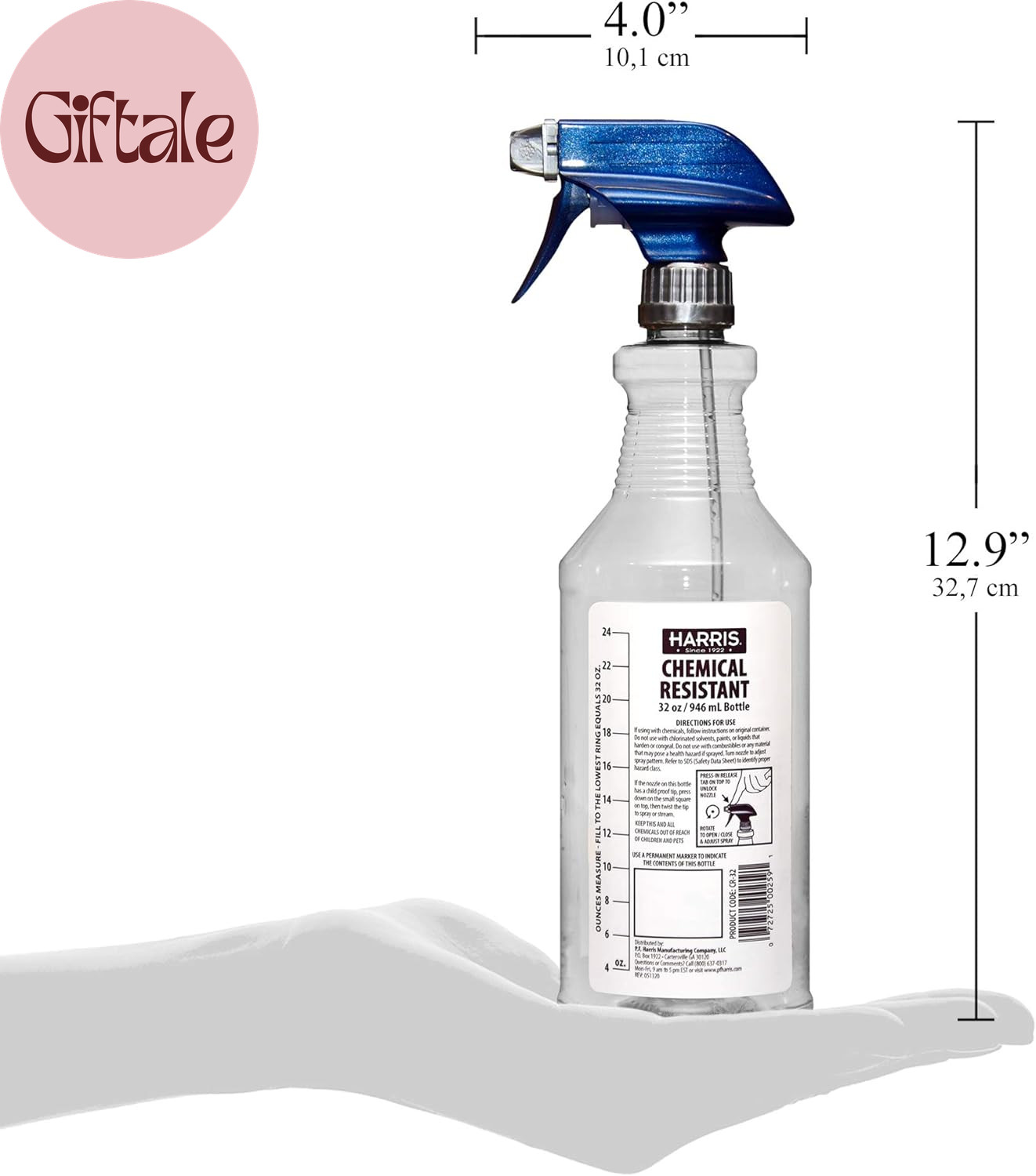 Chemically Resistant Professional Empty Spray Bottles, 32Oz (3-Pack), for Cleani