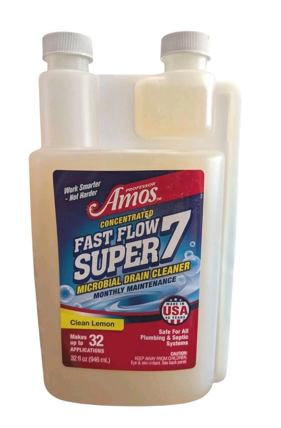 Professor Amos’ Fast Flow Super 7 Microbial Drain Cleaner Clean Lemon 32 FL Oz.