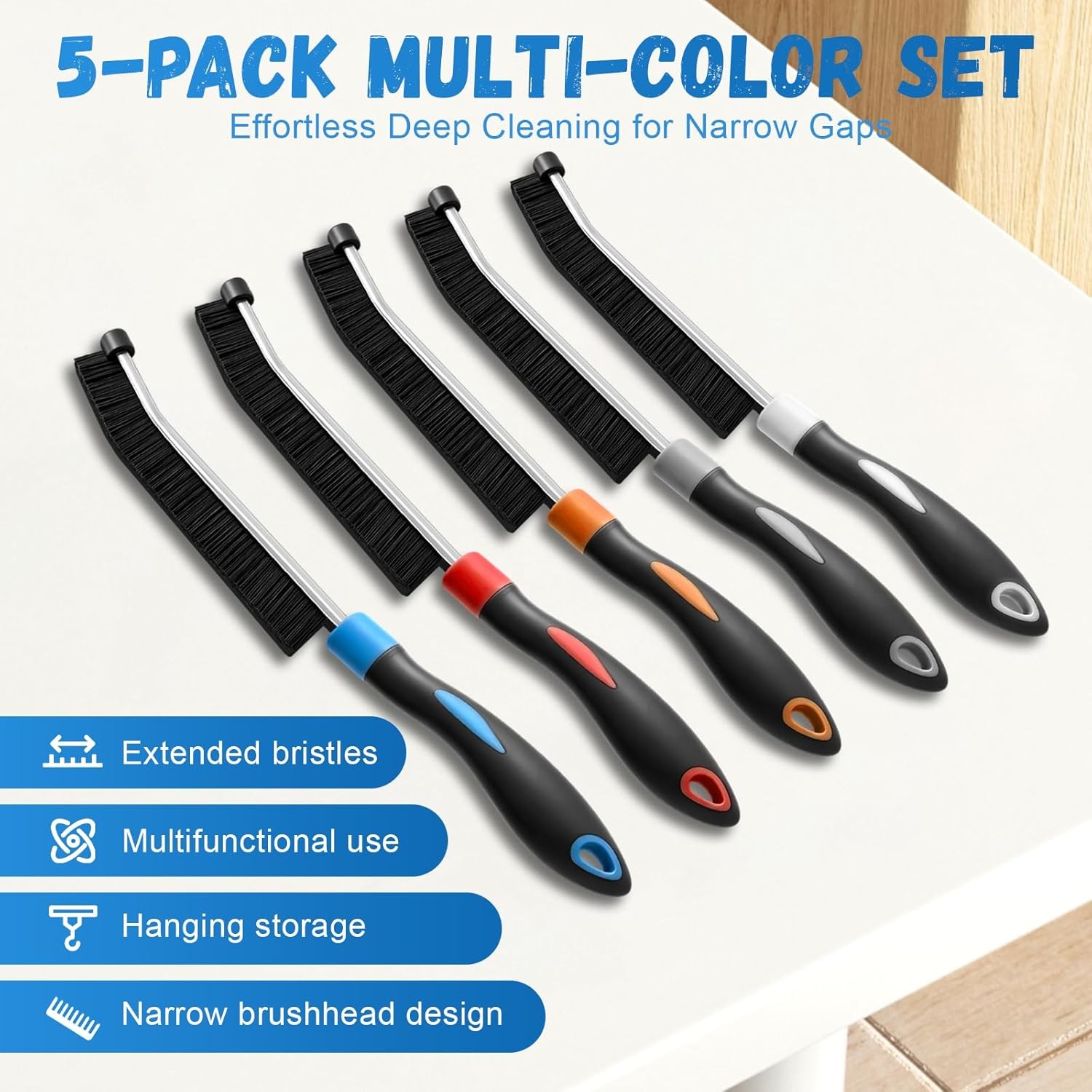 5 Colors Crevice Cleaning Brush Set Hard Bristle Cleaning Brush Gift for Her