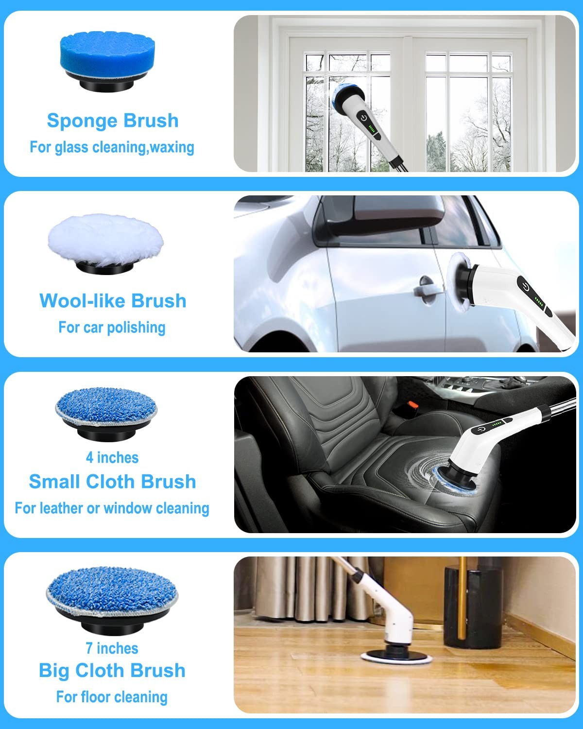 Spin Scrubber, Cordless Cleaning Brush with 8 Replaceable Brush Heads, Tub an…