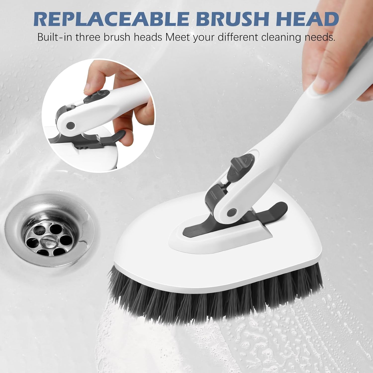 4-In-1 Tile Tub Floor Scrubber with 52-Inch Long Adjustable Handle