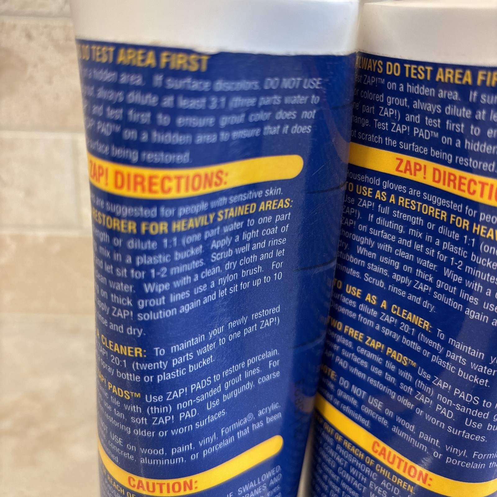 [Lot of 2]Zap Professional Restorer Cleaner 12oz Tile Grout Porcelain Fiberglass