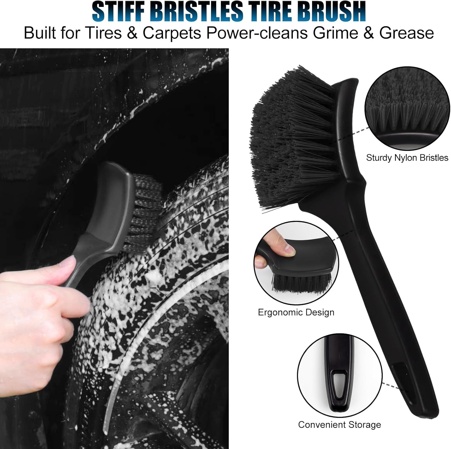 8Pcs Wheel Brush, Tire Brush, Wheel Cleaner Brush Set – 2 Soft Wheel Cleaning Br