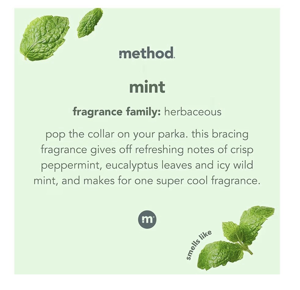 2 Method Glass Cleaner MINT Scent Trigger Spray Bottle Streak-Free Shine, 28 Oz