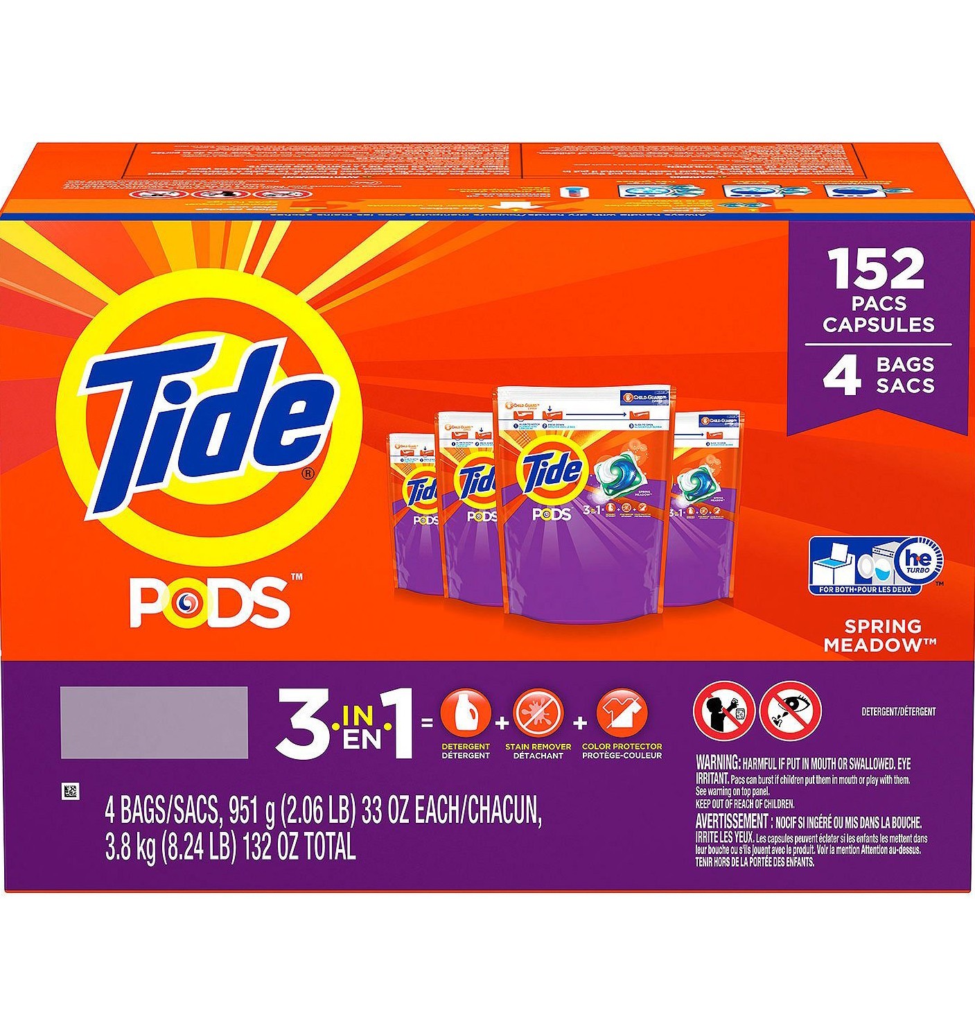 TIDE PODS LIQUID LAUNDRY DETERGENT, SPRING MEADOWS (156 PODS)