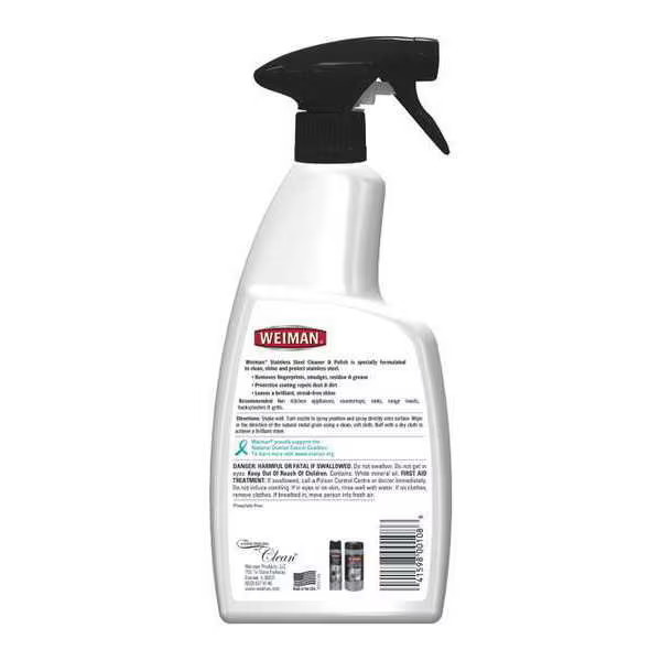 Weiman Stainless Steel Cleaner and Polish, Trigger Spray Bottle, 22 oz, Ready to